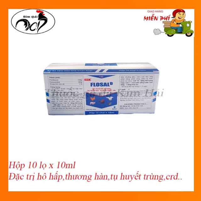Flosal D-Uv [hộp 10 lọ x 10ml] [dạng nhỏ]-đặc trị hô hấp phổ rộng,crd,khò khè,tụ huyết trùng cho gà tơ,gà đá cực nhạy,thuốc gà đá hiệu quả.