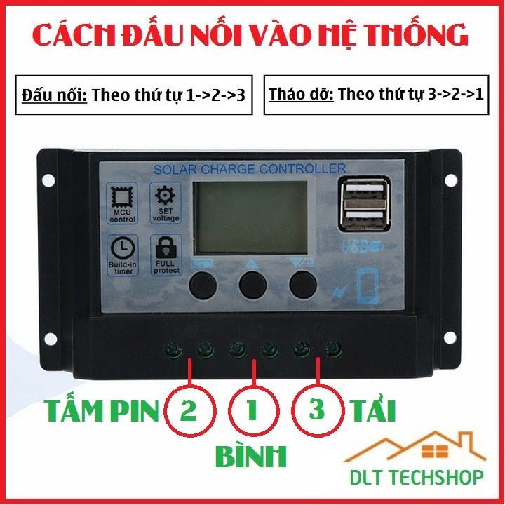 Bộ sạc Pin Ắc Quy từ Điều Khiển Tấm Pin Năng Lượng Mặt Trời 40A 12V-24V 2 cổng USB 5v-2A