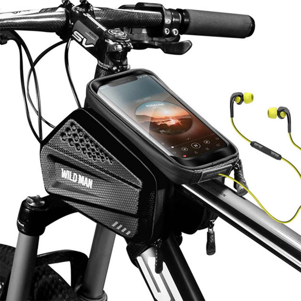 Wild Man Túi xe đạp không thấm nước Xe đạp leo núi Front Top Tube Xe đạp Double Pack Màn hình cảm ứng Túi xe đạp Phụ kiện đi xe đạp