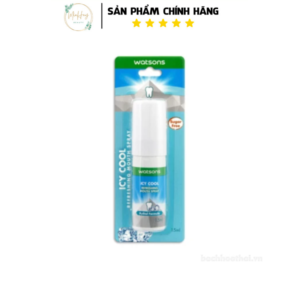 Xịt thơm miệng chính hãng Thái Lan Watson Refreshing Mouth Spray 15ml, xịt họng the mát, sảng khoái, ngừa hôi miệng, hơi thở thơm mát