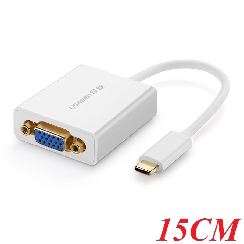 Ugreen 40274 15cm màu trắng bộ chuyển đổi type c sang vga vỏ bọc nhựa abs 40274