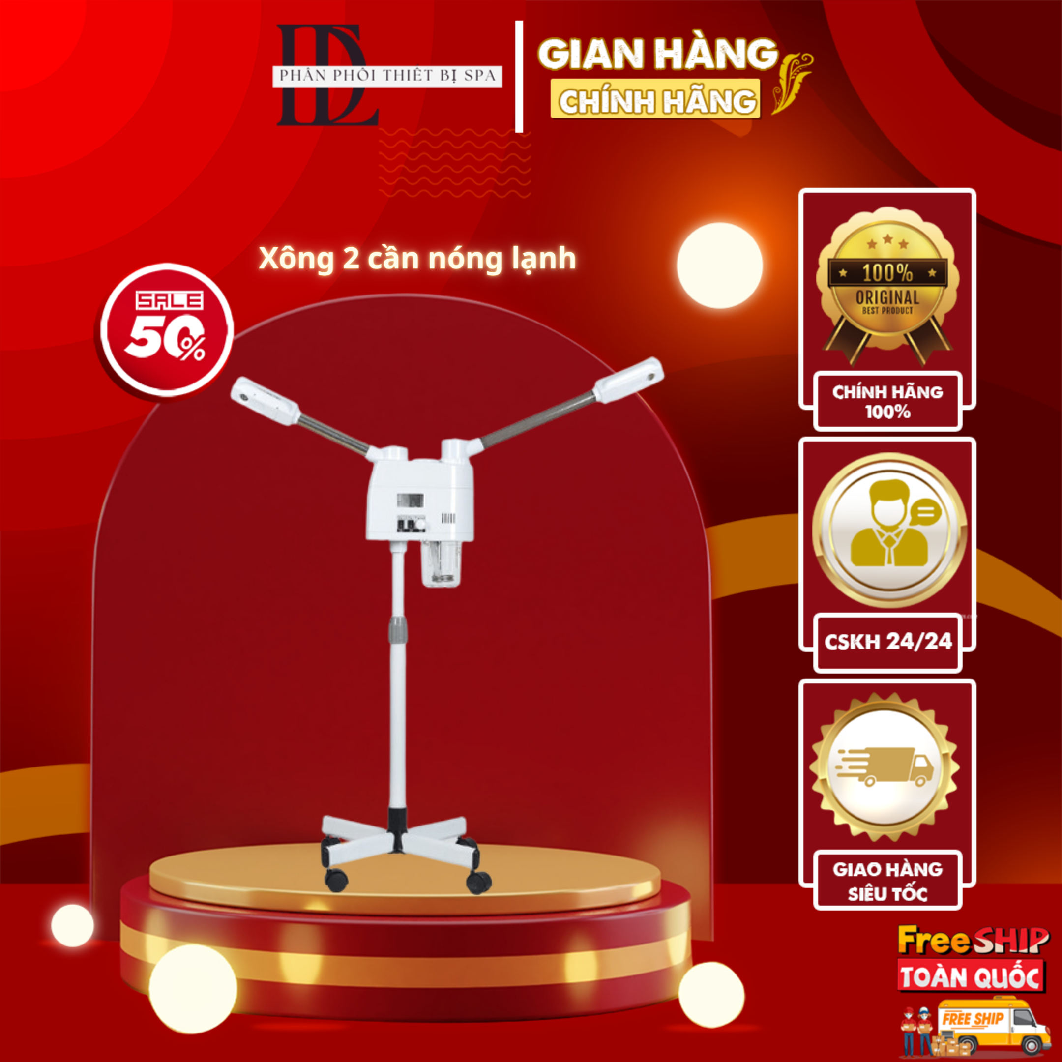 Máy xông mặt 2 cần - 2 chức năng nóng và lạnh