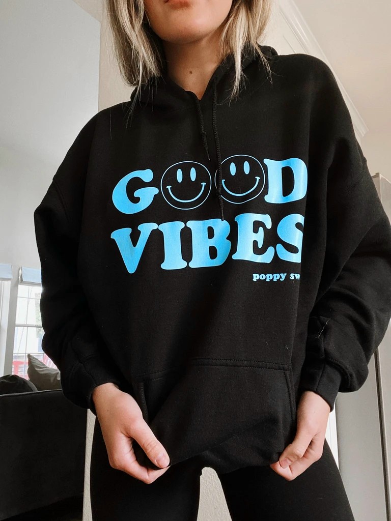 Áo Khoác Hoodie Nam Nỉ Nữ Phối Túi Chéo GOOD VIBES Phong Cách Trẻ trung TP5583