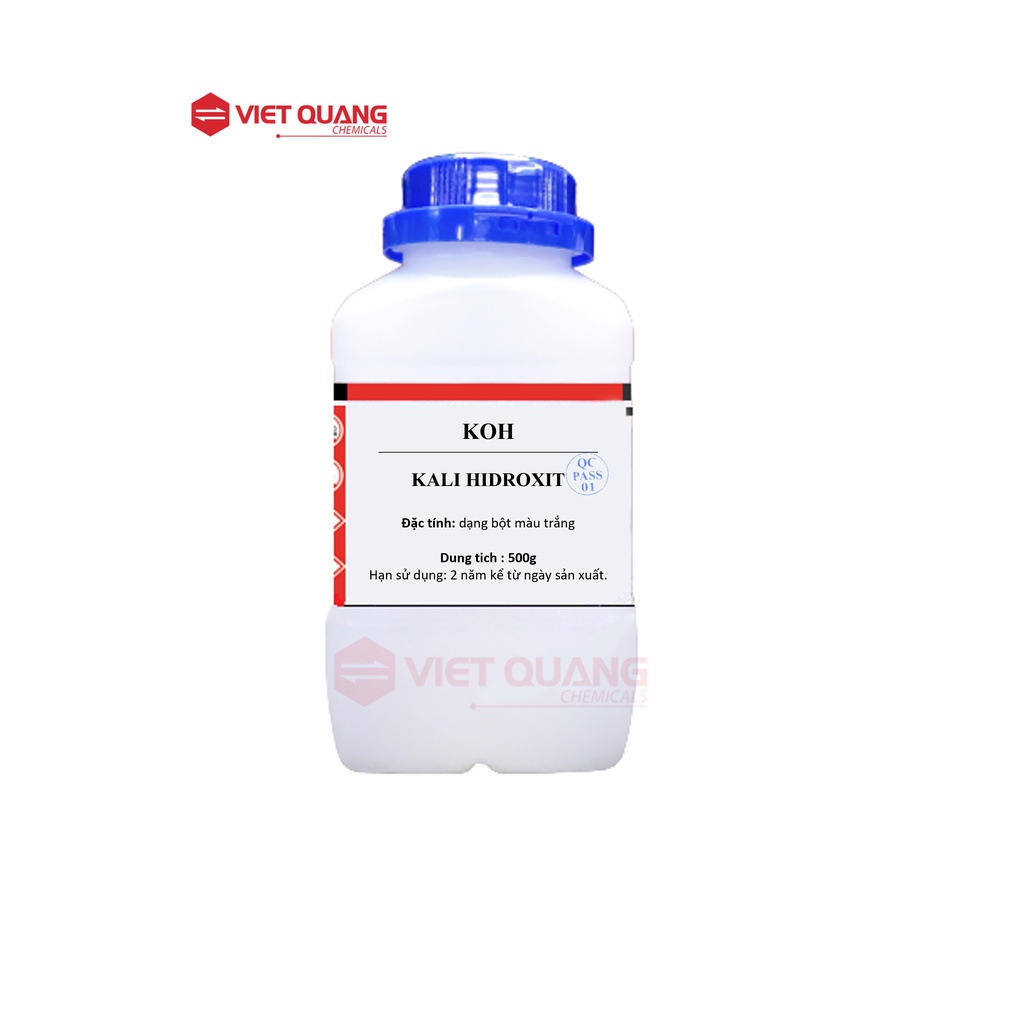 Hóa chất Kali hiđroxit KOH VietQuangchemicals CAS 1310-58-3, 500 g