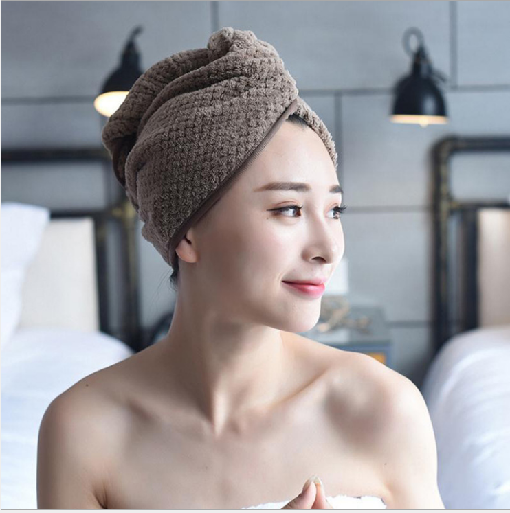 Khăn quấn ủ tóc siêu thấm màu TRƠN, khăn mũ làm khô tóc siêu tiện ích