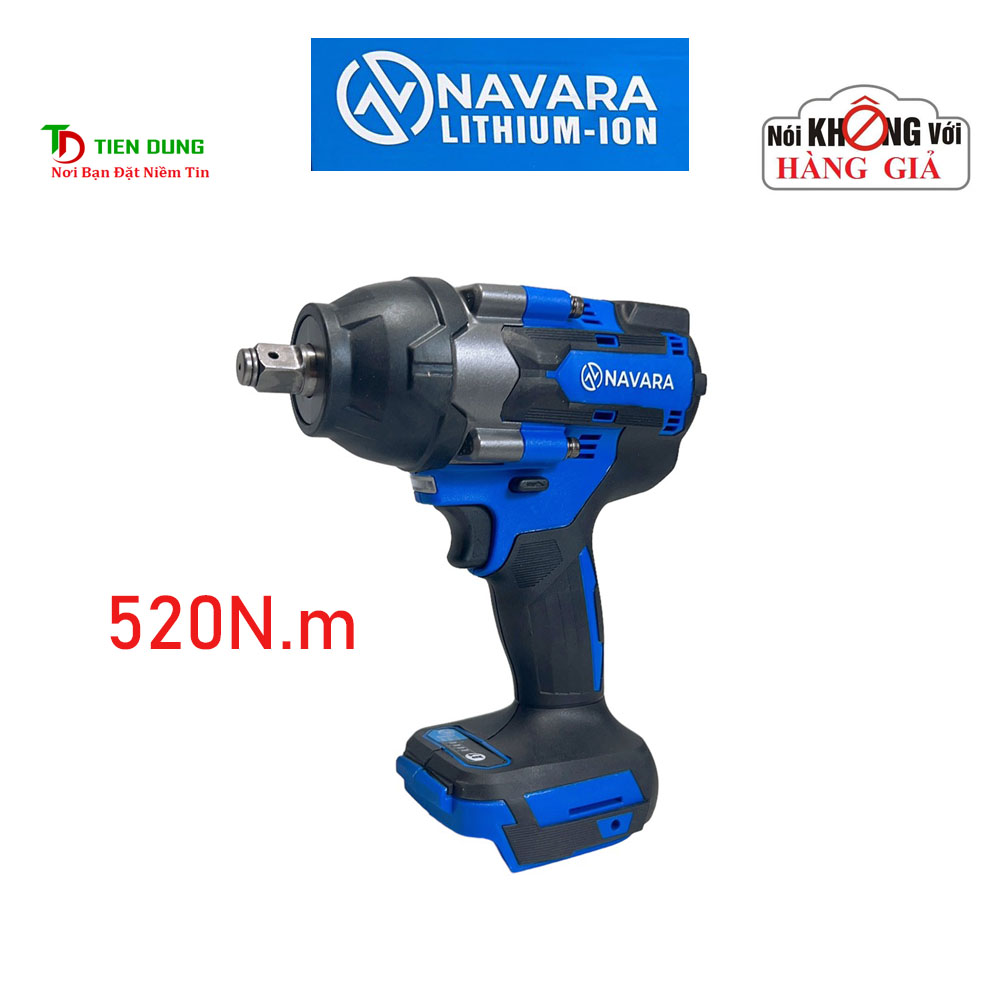 Thân Máy Siết Bulong NAVARA 6004 Không Chổi Than Lực Siết 520N.m 4 Cấp Lực Chân Pin Phổ Thông