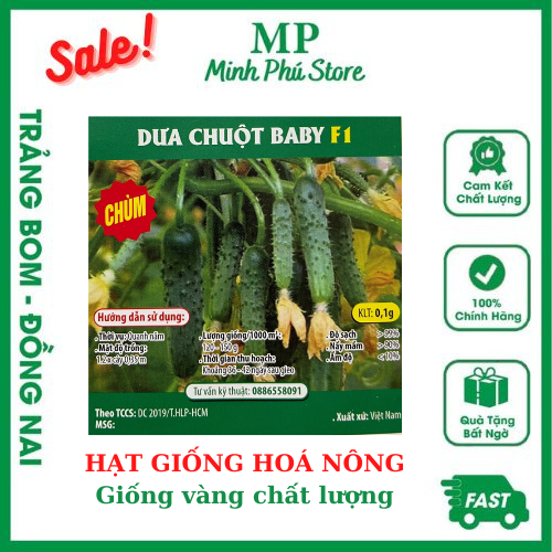 Dưa Chuột Baby F1 - 0,1g - Hạt Giống Hoá Nông Chịu Nhiệt Trồng Quanh Năm Nảy Mầm Tốt Năng Suất Cao