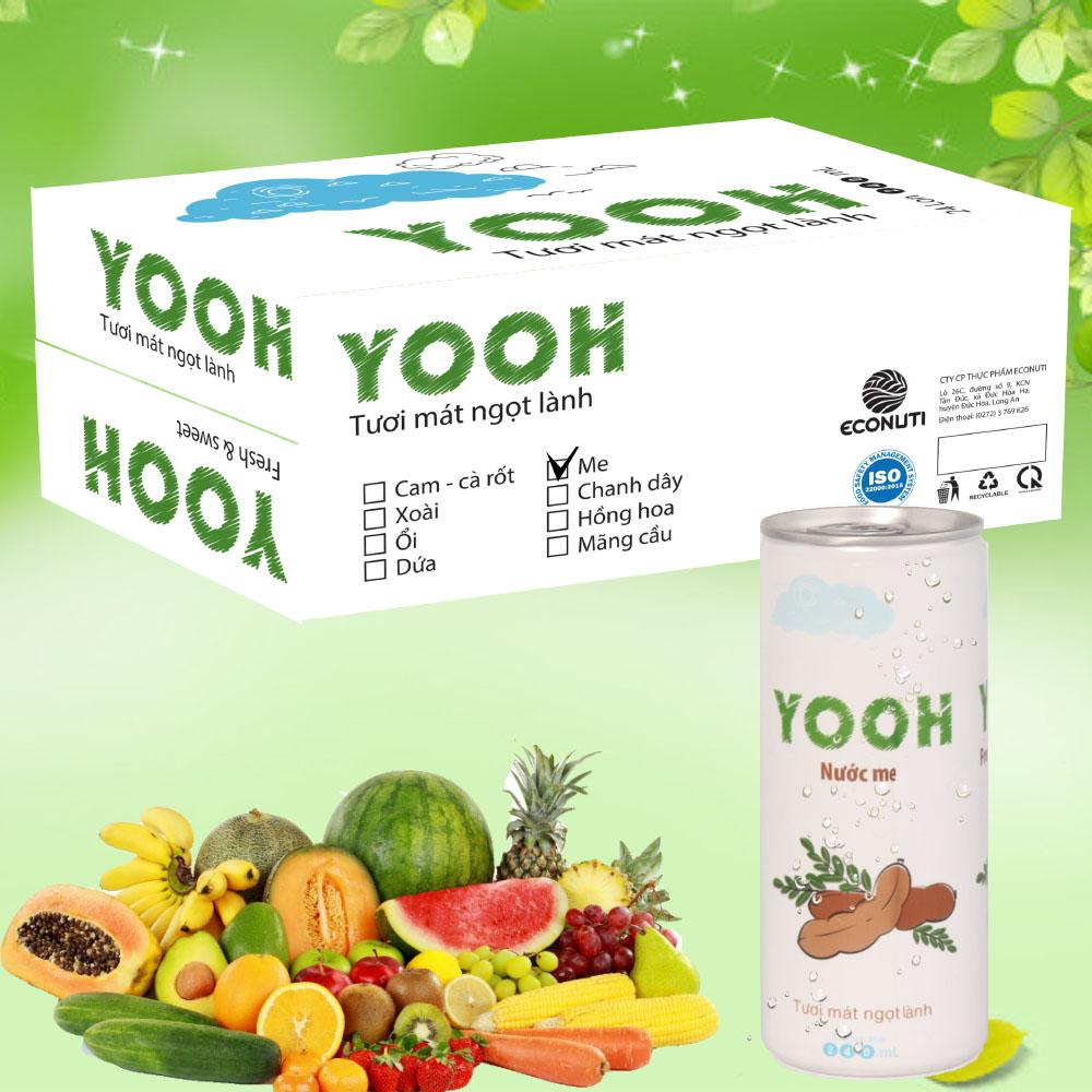 Thùng 24 lon - Nước ép Me từ trái cây tươi YOOH Best seller Nước ép trái cây tươi nguyên chất