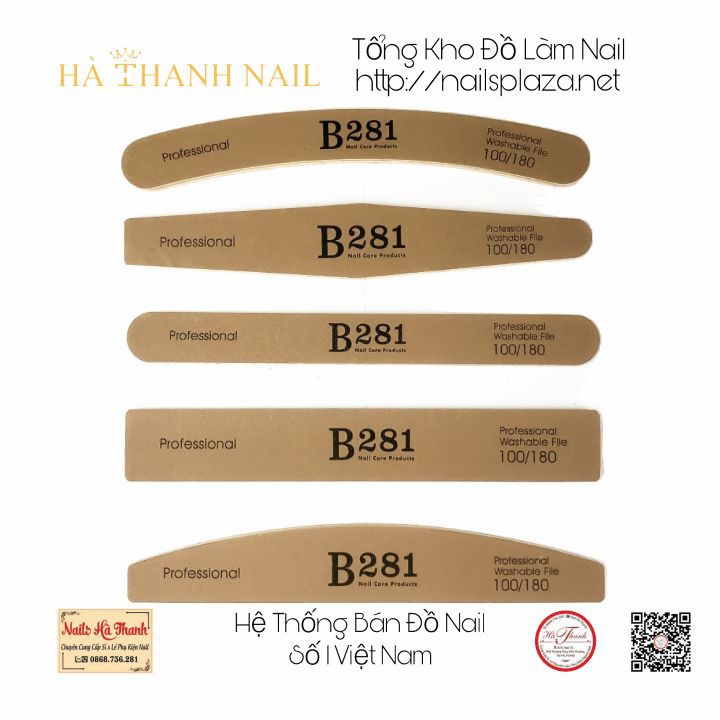 Dũa móng bột , dũa da bò nhám mỹ , dũa móng gel b281 cao cấp 100/180