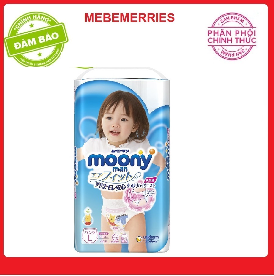Bỉm quần Moony bé gái đủ size M58/L44/XL38/XXL26
