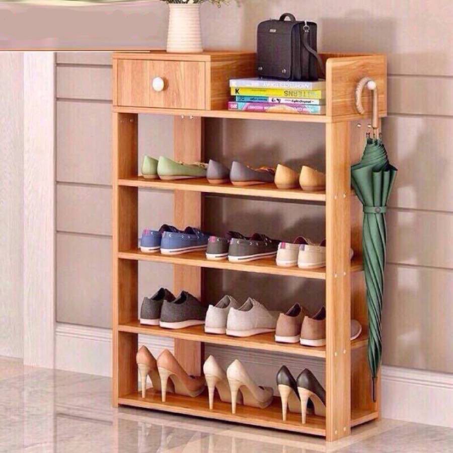 Kệ giày gỗ 5 tầng tủ giày đa năng làm từ gỗ ép mdf chống xước, mối mọt kích thước 80 x 60 x 25 cm