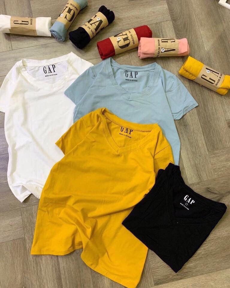 Áo nữ, áo phông GAP cổ tim nữ hàng VNXK free size ( đủ 6 màu )