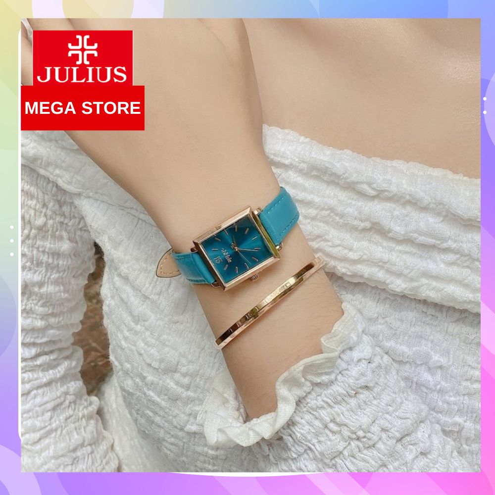 Đồng Hồ nữ dây da Julius JA-1322B Hàn Quốc, đồng hồ chống nước , chính hãng ,đồng hồ mặt vuông