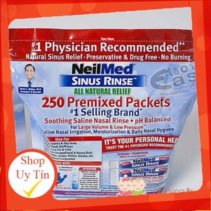Gói Nước Muối Rửa Mũi Neilmed Sinus Rinse (250 gói)