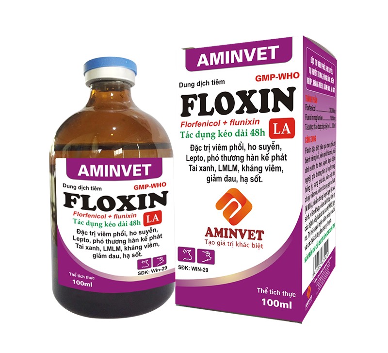Flocin (flofenicol + flunixin) 100ml - hen, suyễn chó, mèo, gia súc, gia cầm