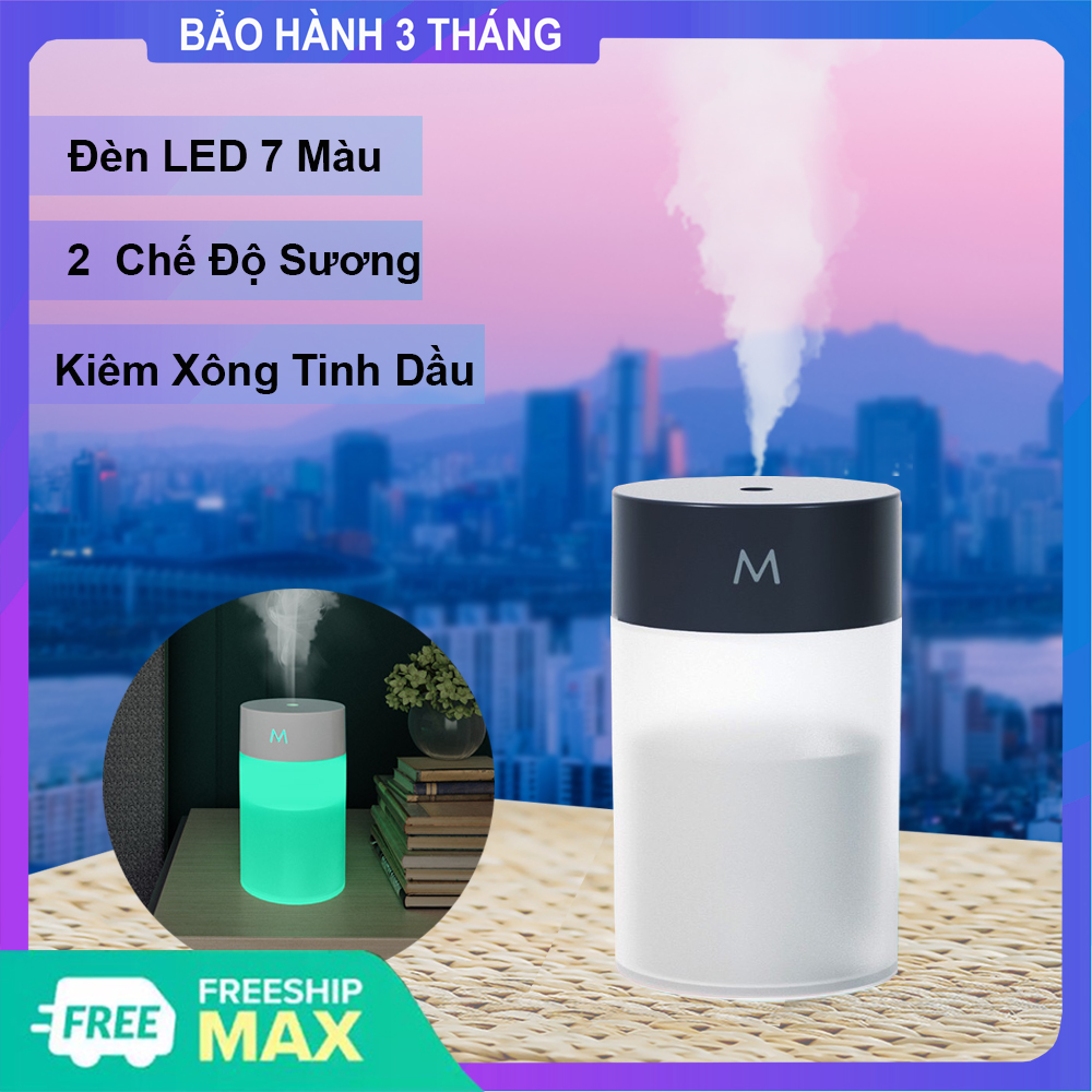 [Rẻ Vô Đối] Máy Phun Sương Mini Tạo Độ Ẩm Làm Mát Có Đèn LED Đổi 7 Màu Kiêm Máy Xông Tinh Dầu Thơm Phòng