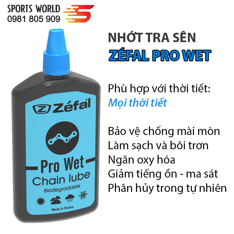 Dầu nhớt tra sên xe đạp ZEFAL PRO WET 120ml - SPORTS WORLD