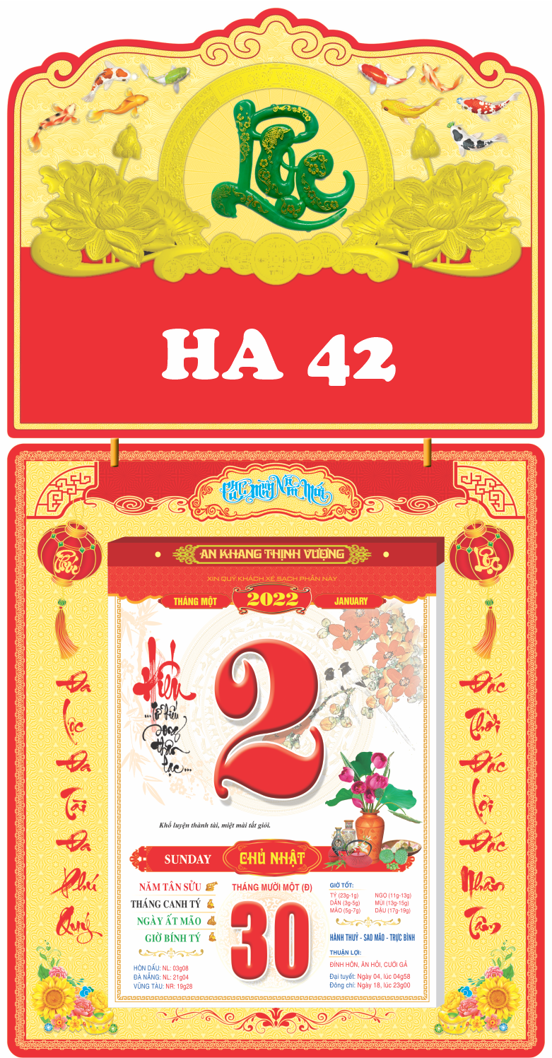 BỘ LỊCH NĂM 2023 ĐẦU GẮN NỖI TOÀN PHẦN CHỮ LỘC XANH