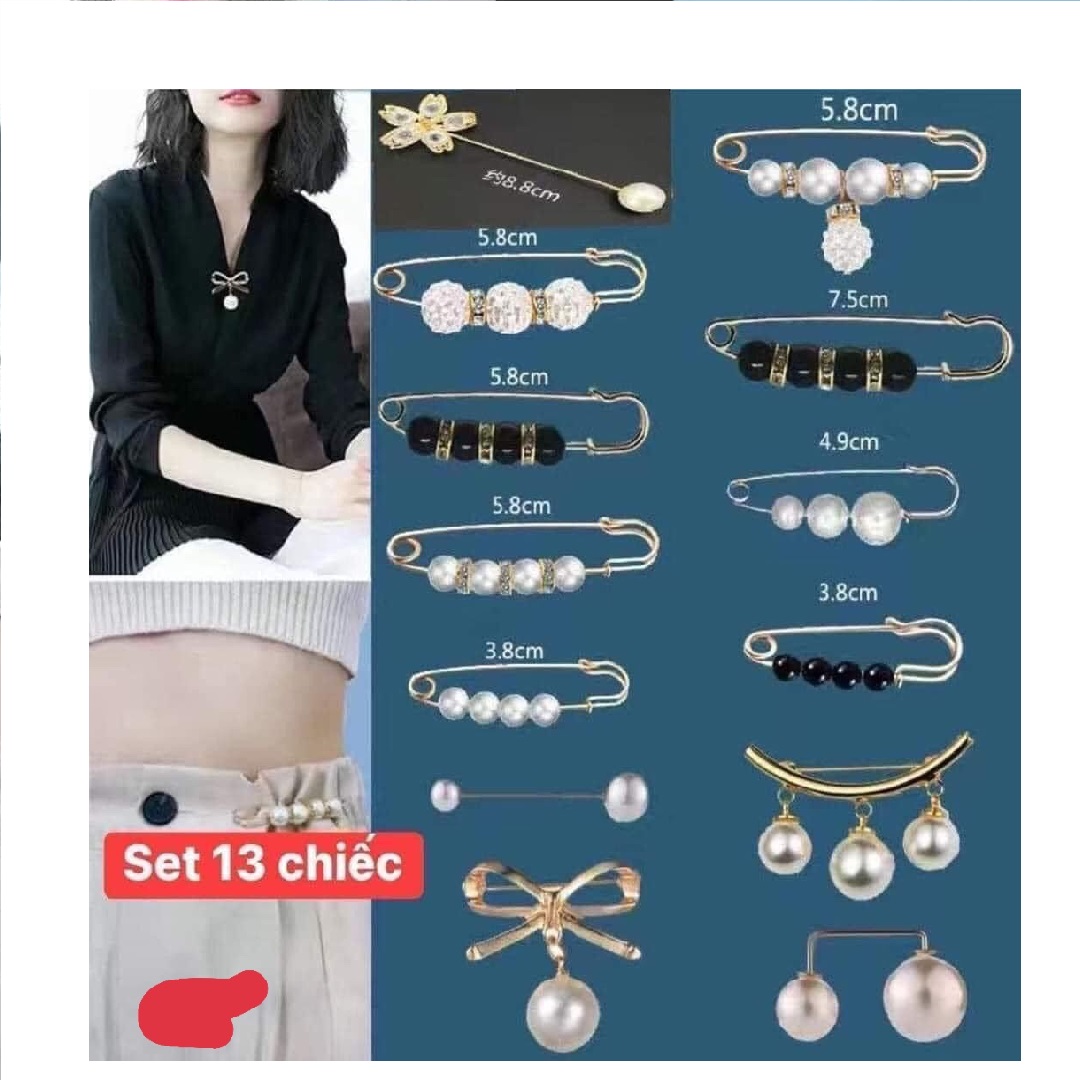 SET 13 CHIẾC GIM CÀI QUẦN ÁO TIỆN LỢI Phong Cách Hàn Quốc Hot Trend
