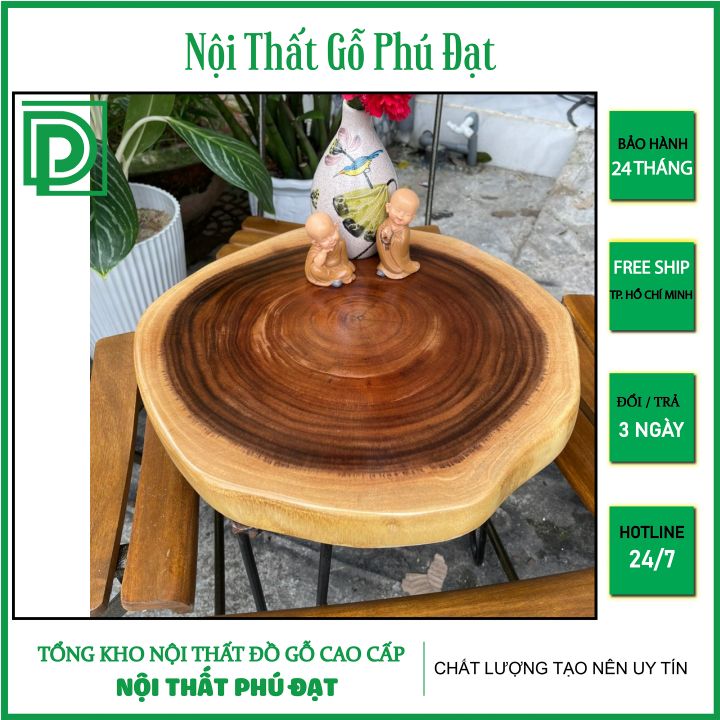 Mặt bàn để uống trà uống cafe bằng gỗ me tây hình tròn 50cm kèm chân avi - mặt bàn tròn gỗ me tây - nội thất gỗ phú đạt