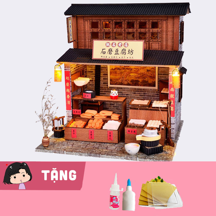[HCM]Mô hình nhà gỗ tự ráp Tiệm đậu hủ phố cổ