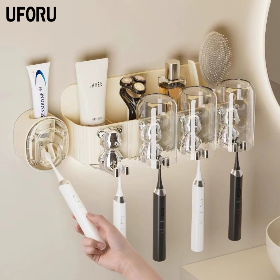 Bộ nhả kem đánh răng tự động, kệ để bàn chải, kem đánh răng tự động không khoan tường - UFP193