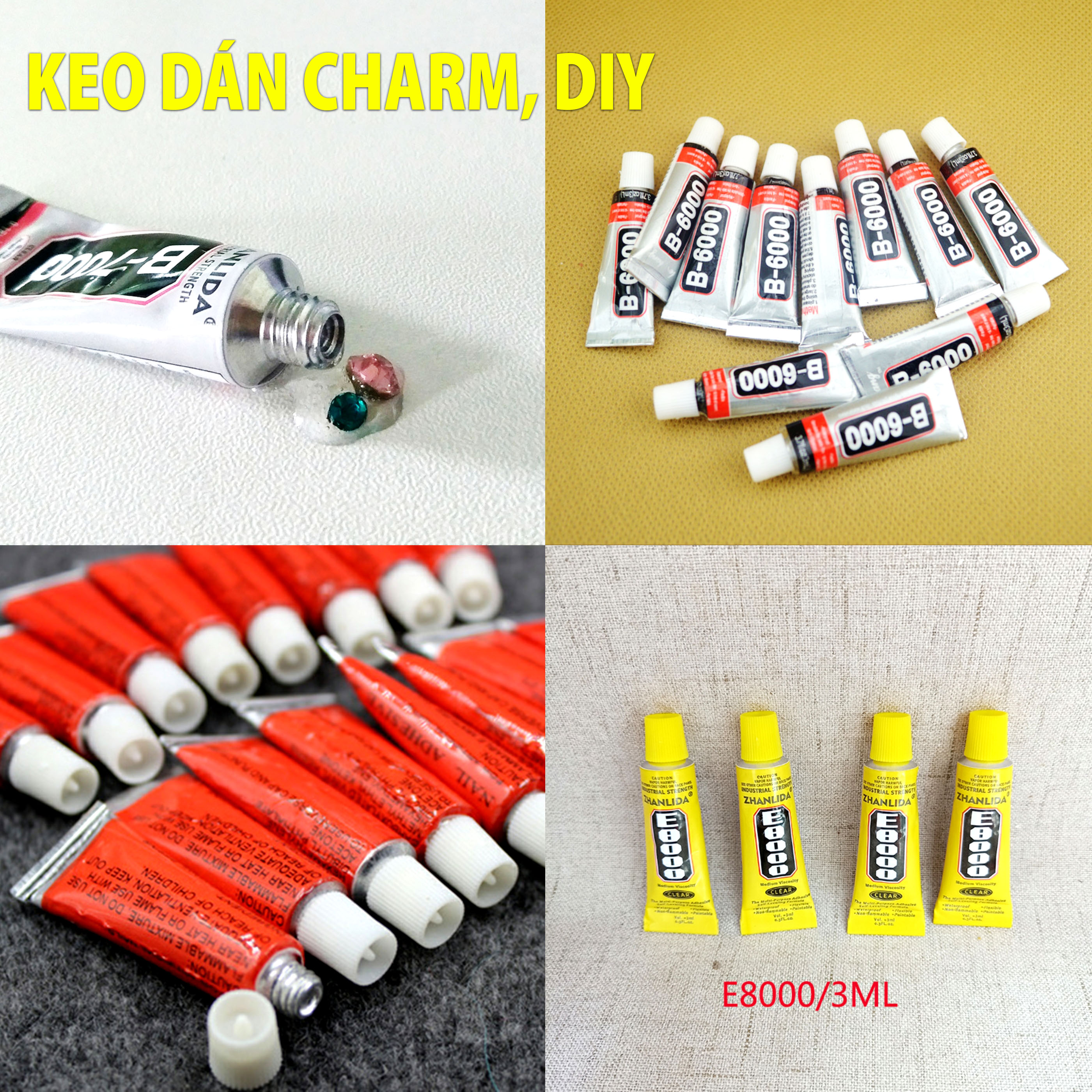 Tuýp keo dán nhỏ mini b6000, b7000, e8000 dán charm ốp lưng, làm đồ handmade diy, dán viền điện thoại - gấu trúc phụ kiện