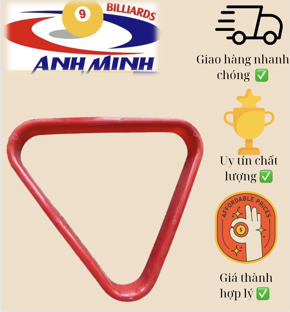 Tam giác xếp bi bida nhựa