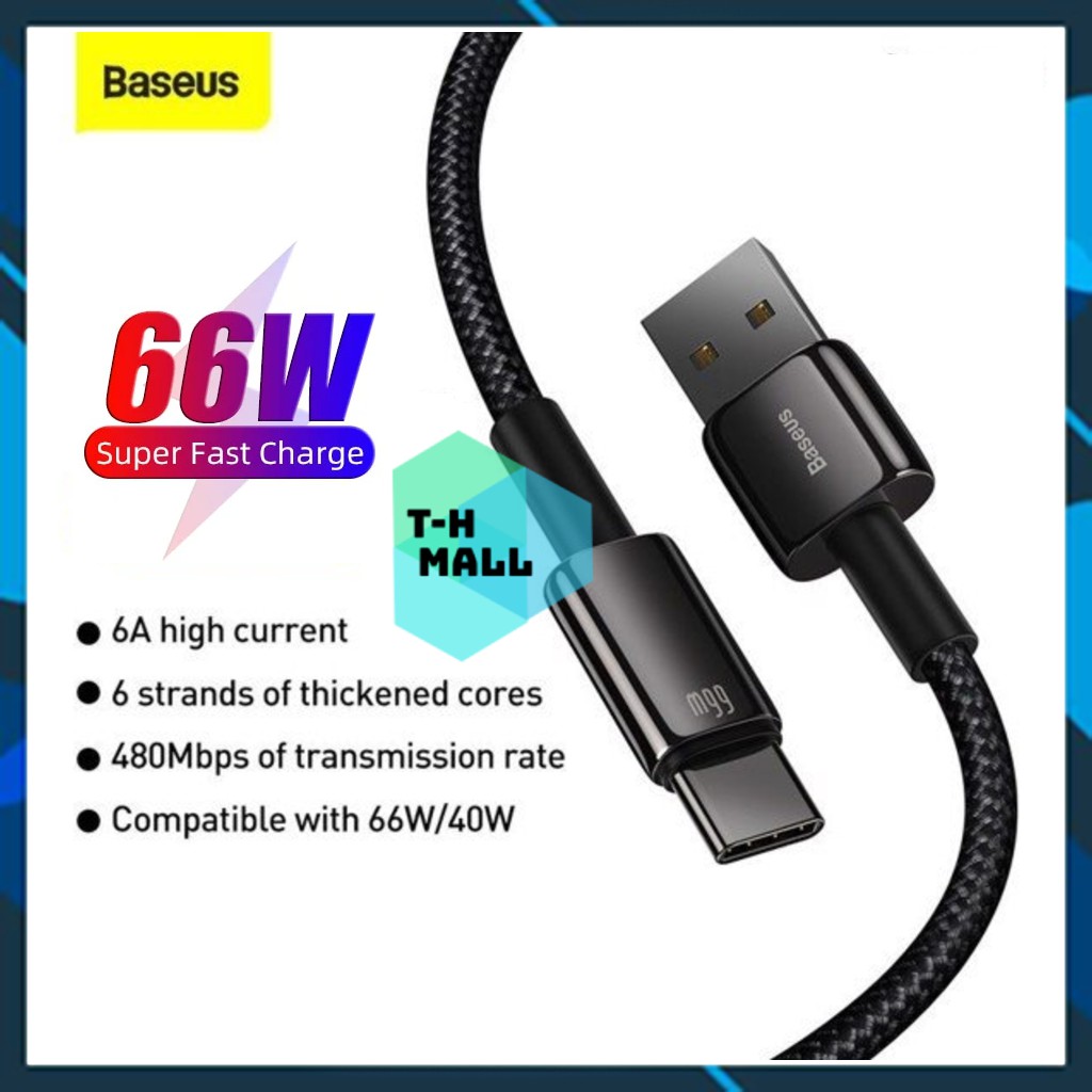 Cáp sạc nhanh 66W Baseus Tungsten Gold Fast Charging Data Cable USB to Type-C