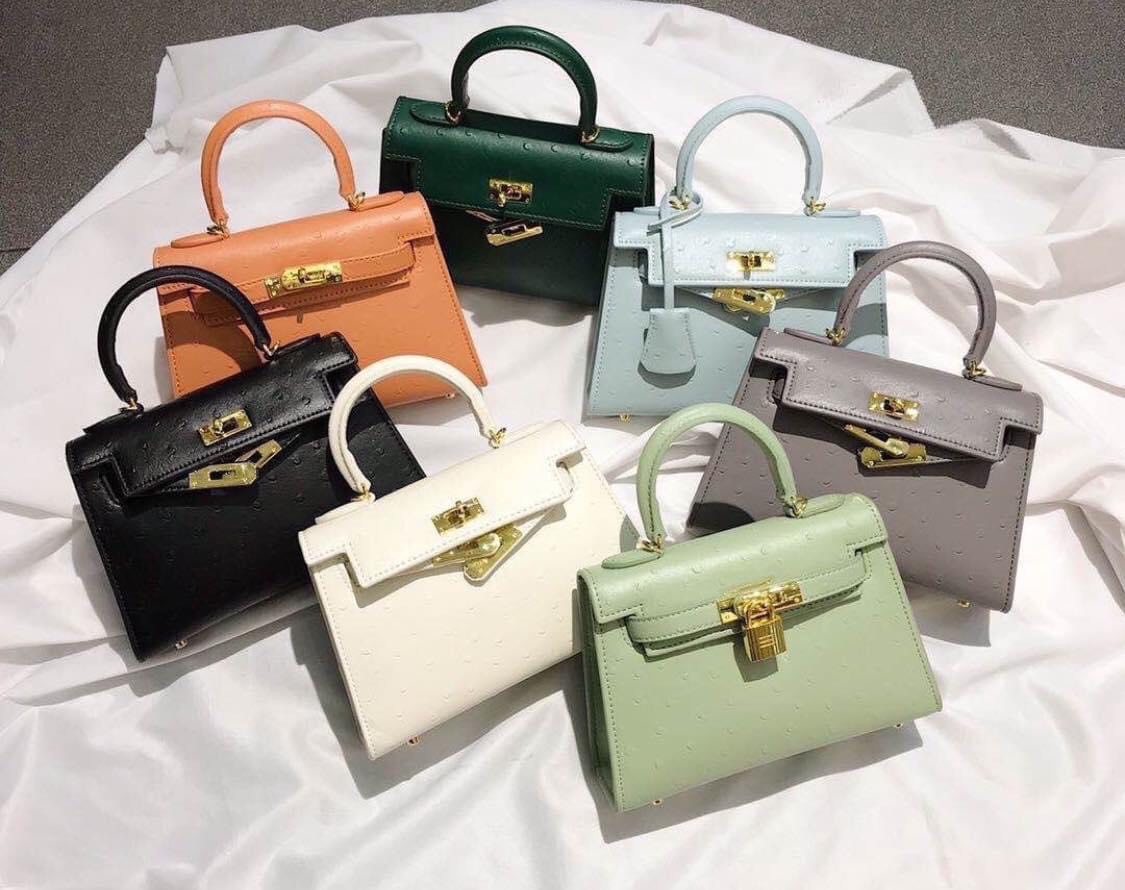 [HCM]Túi xách nữ đeo chéo cầm tay dạo phố thời trang HM kelly mini size 20 tag vàng