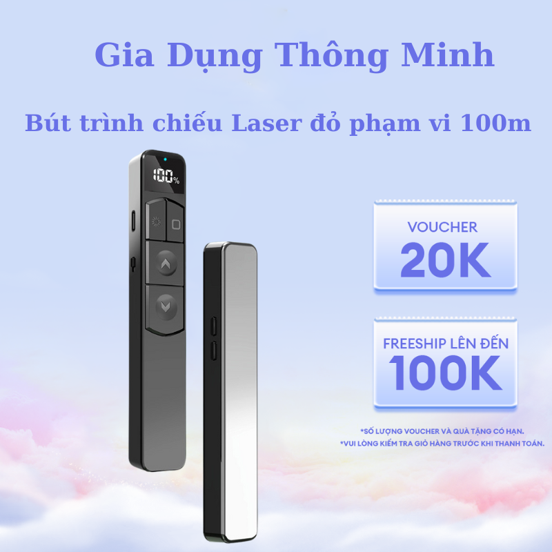 Bút Trình Chiếu Powerpoint Thuyết Trình Laser Đỏ Sắc Nét Cao Cấp Chiếu Slide Chỉ Bản Đồ Phạm Vi Xa 100m Chuyển Trang Siêu Mượt Cổng USB 2.4GHz Không Cần Cài Pin Sạc Type C Tương Thích Nhiều Thiết Bị