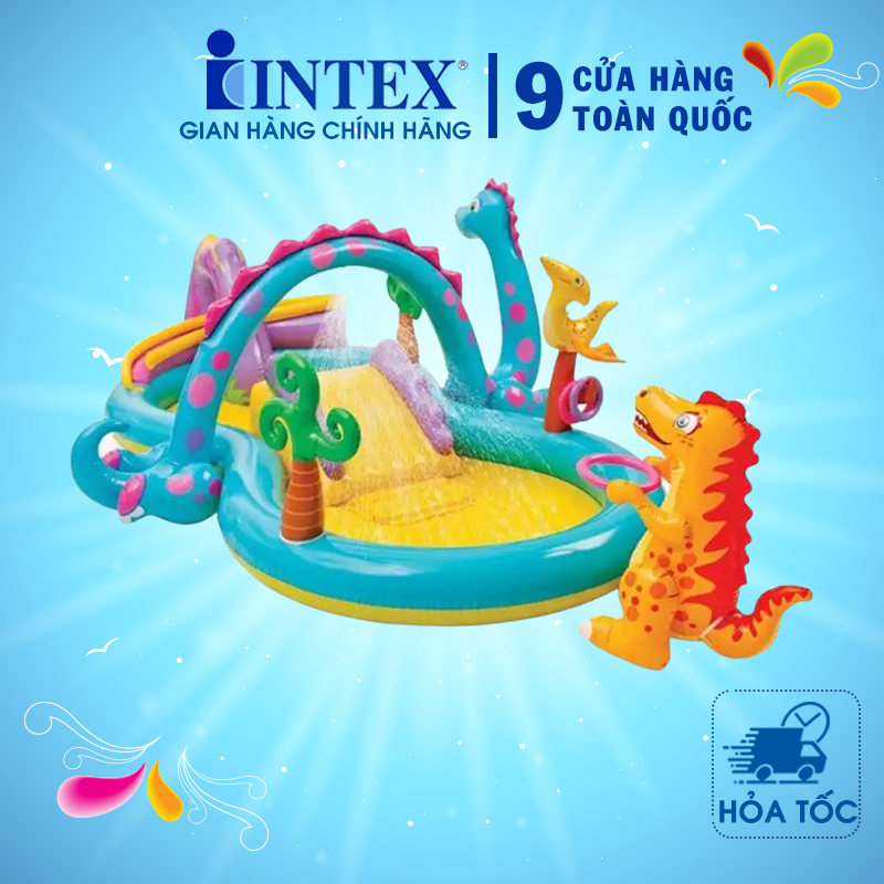 Bể bơi cầu trượt vườn khủng long INTEX 57135 - Hồ bơi cho bé mini, Bể bơi phao trẻ em