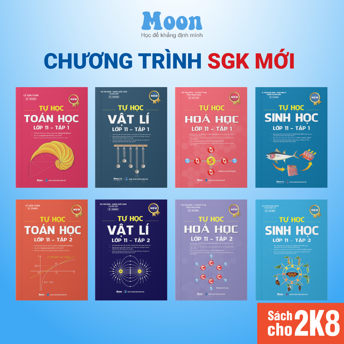 Sách ID Tự Học Lớp 11 Môn Toán Học, Vật Lý, Hoá Học, Tiếng Anh Chương trình SGK mới dành cho 2k8