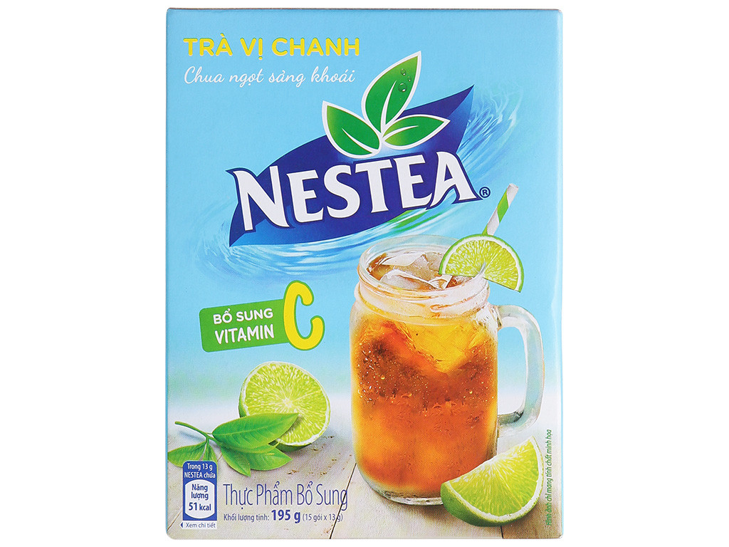 Date T4/2025 Trà vị chanh Nestea hộp 195g (15 gói x 13g)