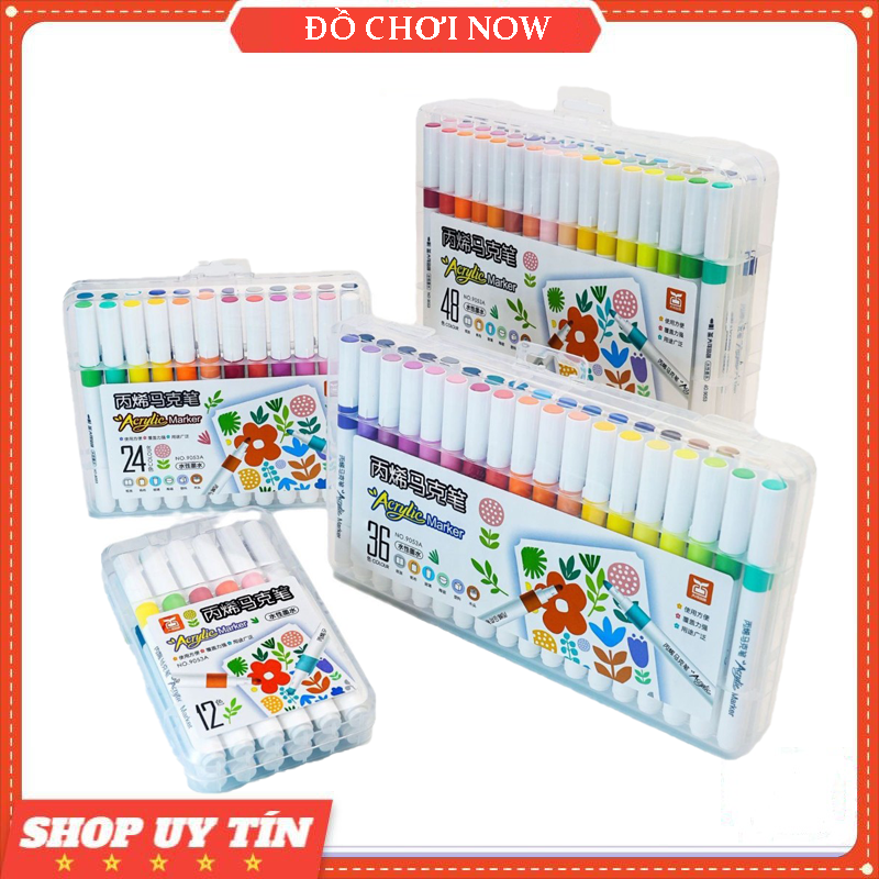 Bút Màu Acrylic Marker Cao Cấp Màu Sắc Tươi Sáng - Bút Lông Màu cho bé. Bút màu ko lem trên giấy, vẽ được trên nhựa, đá, thủy tinh, bút vẽ đa năng