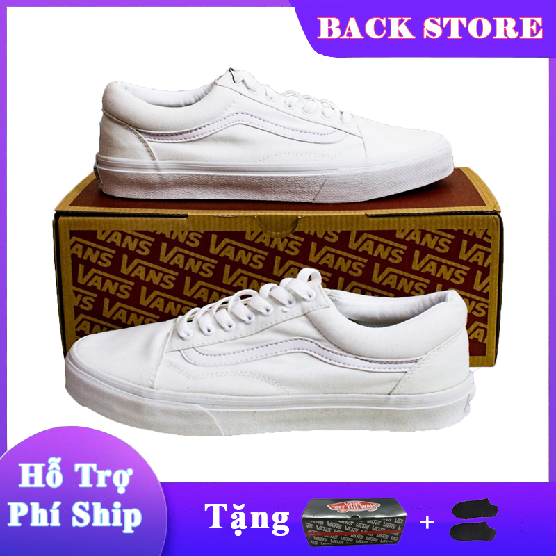 [ Tặng Box + Vớ ] Giày thể thao sneaker nam nữ Vans-Old-Skool Trắng