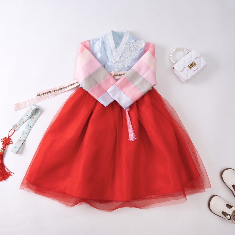 Váy Hanbok bé gái, Chất gấm Sa Hàn dáng lửng