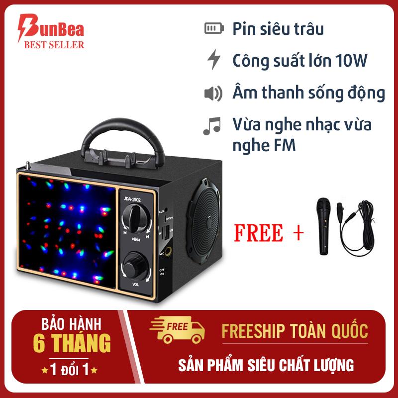 [TẶNG MIC KARAOKE] Loa bluetooth karaoke mini nghe FM - hát karaoke - đèn led 7 màu - âm thanh sống động - nhỏ gọn tiện lợi - loa bluetooth mini JDA-1902