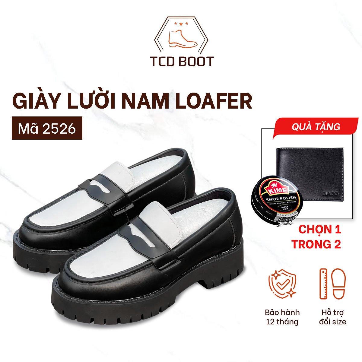 Giày nam, giày lười nam loafer da xít đế chucky đen trắng, giày da nam kiểu dáng công sở cao cấp mã 2526 - xưởng giày chelsea boot