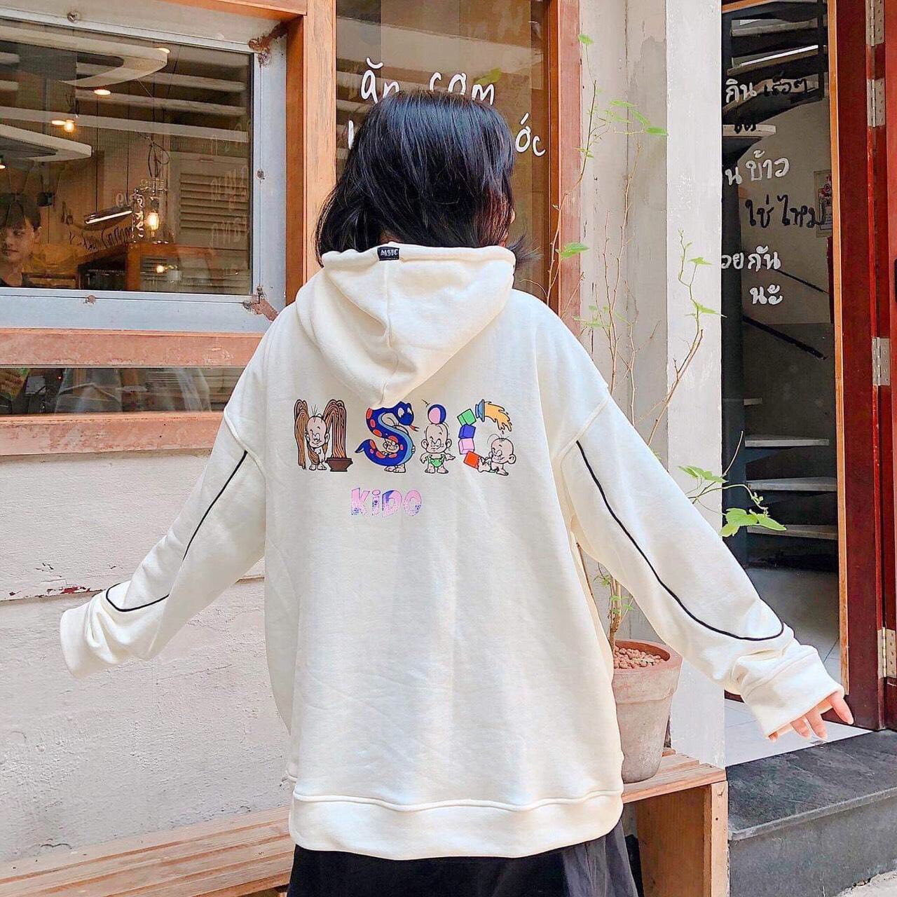 Áo khoác thun nỉ ngoại in kido form chuẩn dưới 70kg xinh xắn-hieen fashion