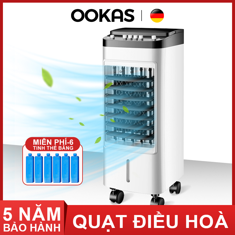 OOKAS QUẠT ĐIỀU HÒA HƠI NƯỚC tiết kiệm điện làm mát nhanh Mát làm mát không khí Ba bánh răng điều chỉnh tốc độ thuận tiện với bánh xe thuận tiện di chuyển