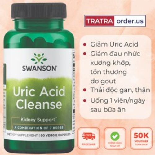 Viên uống Uric Acid Cleanse Swanson 60 viên hỗ trợ thải Uric Acid ngăn ngừa, cải thiện Gout