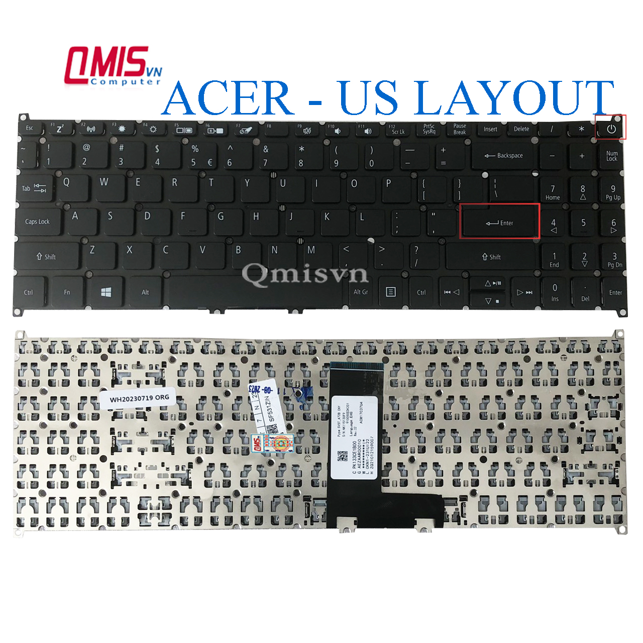Bàn phím laptop Acer Swift 3 SF315-51, SF315-51G, N17P4, Aspire 3 A314-21, A314-32, A314-33 - CHUẨN US