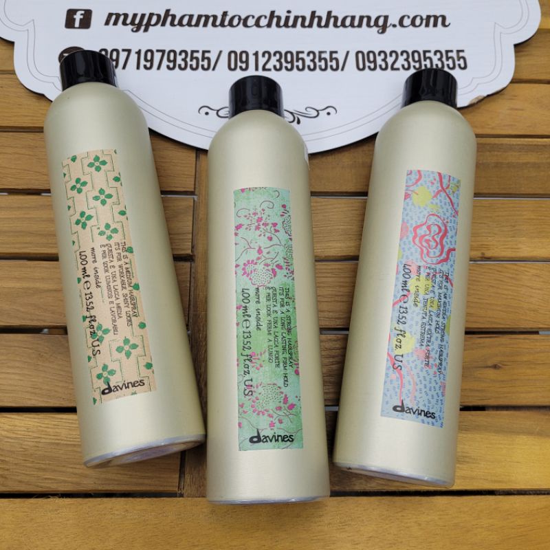 Gôm xịt cứng giữ nếp lâu dài davines extra strong , strong, medium hairspray 400ml