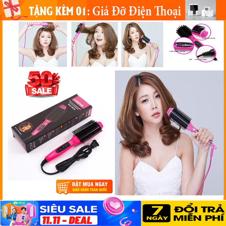 Máy uôn tóc - Lược uốn tóc tạo kiểu , Lược điện uốn tóc , Máy uốn tóc mini NOVA , giúp bạn tạo những kiểu tóc xoăn cá tính. Sale 50% - Lược Điện Uốn Tóc Đa Năng NOVA 3in1 làm xoăn, uốn phồng, sấy cụp