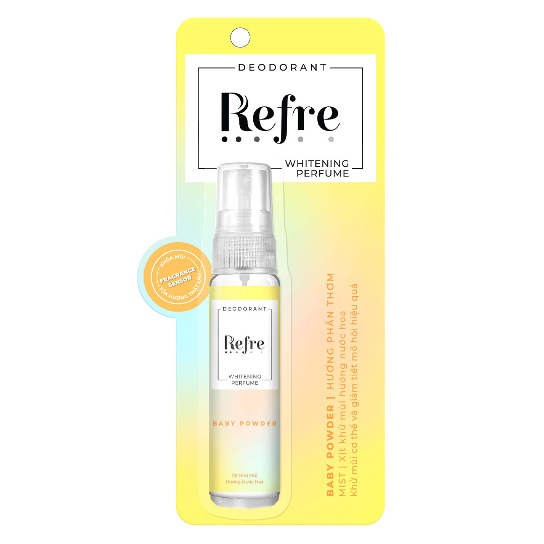 Xịt khử mùi Refre Whitening Baby Powder – Hương phấn thơm