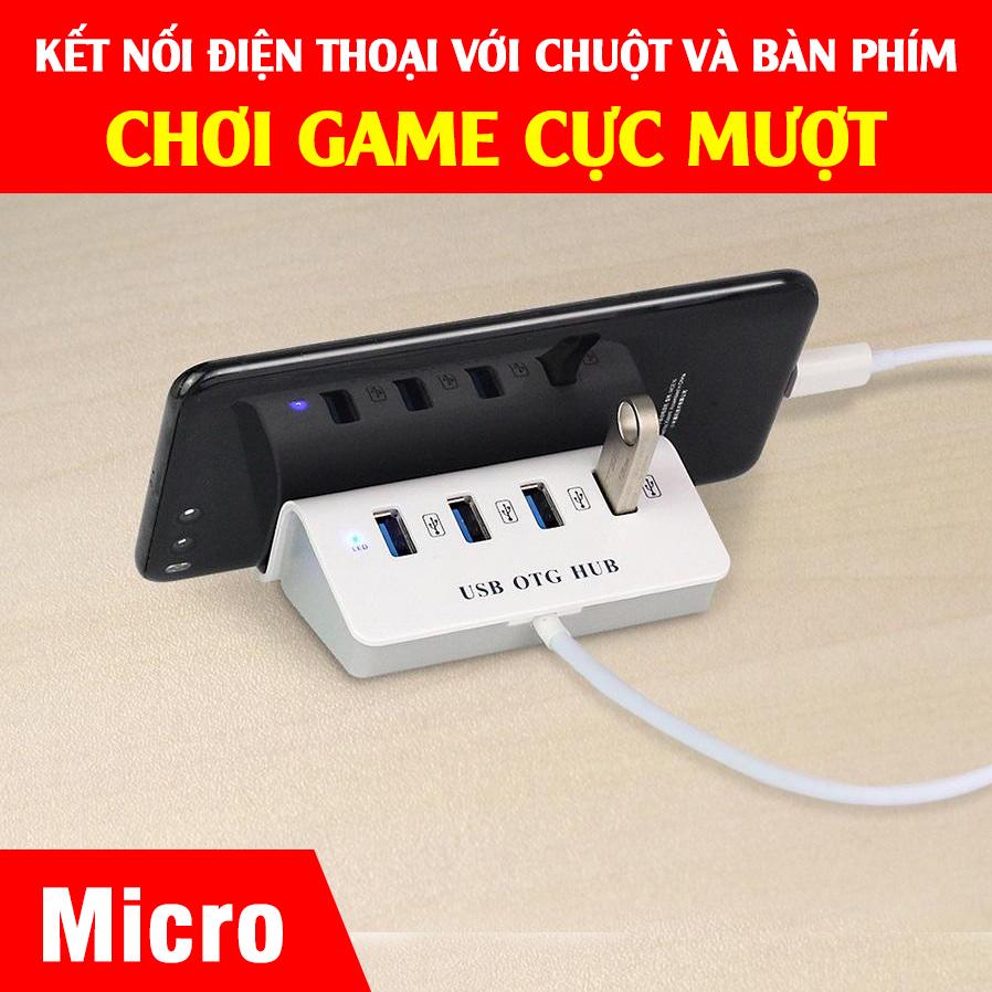 Hub USB OTG – Kết nối điện thoại với chuột và bàn phím chơi game