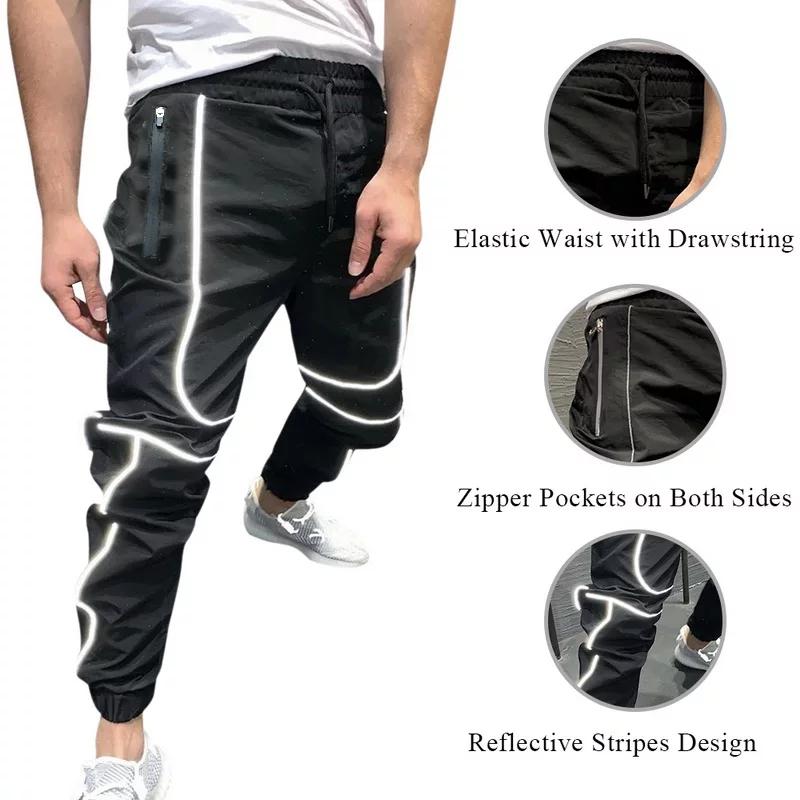 Quần jogger kaki line phản quang rf in black unisex