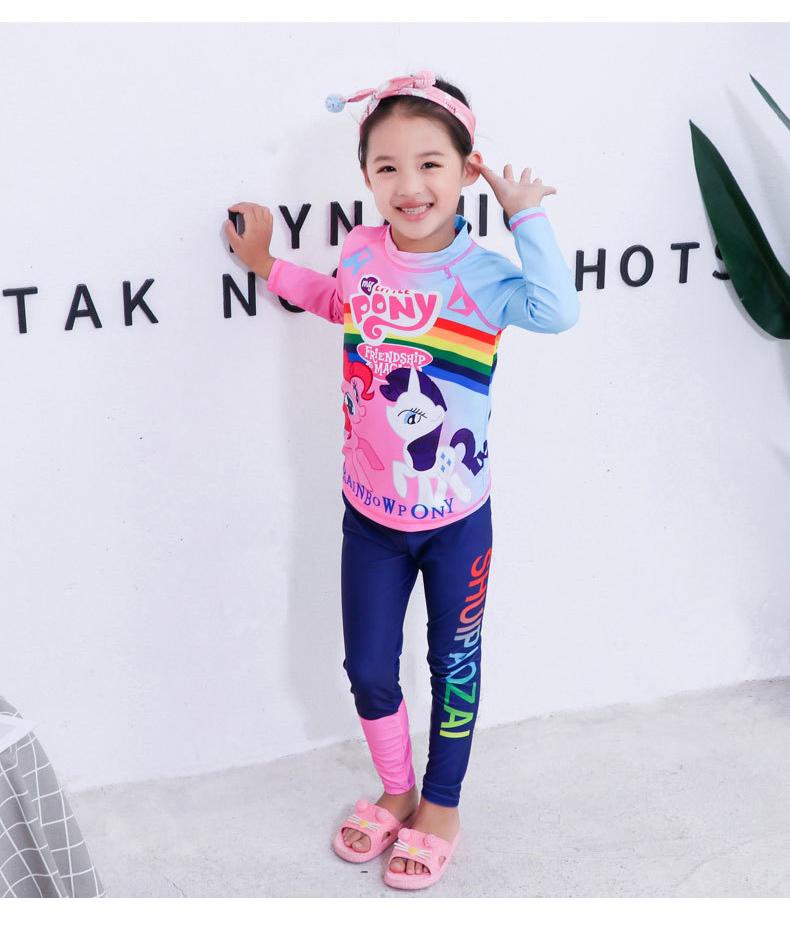 [HCM]Đồ bơi dài tay bé gái họa tiết ngựa PONY