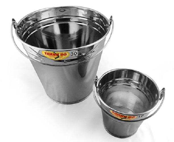 Xô đá inox xô inox thành đô size 20 - xô đựng đá inox chứa được 4 lít